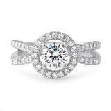 1.00 Carat CZ Halo Split Shank Ring