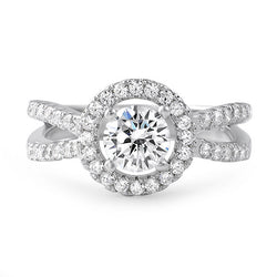 1.00 Carat CZ Halo Split Shank Ring