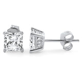 1.40 CTW Princess Cut CZ Studs Floral Setting