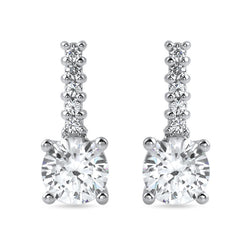 1.10 CTW Silver Simple Round CZ Drop Earrings