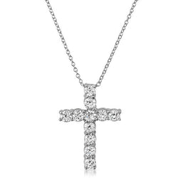 1.20 CTW CZ Prong Set Cross Silver Necklace