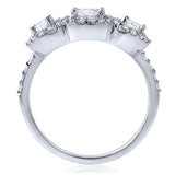 1.30 CTW Three Stone Halo Cubic Zirconia Ring